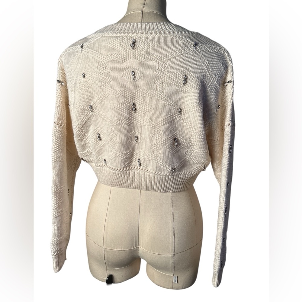 Jonathan Simkhai wool pearl rhinestone sweater - Picture 3 of 13